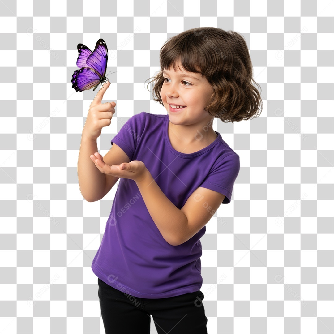 Criança em Campanha Fevereiro Roxo PNG Transparente