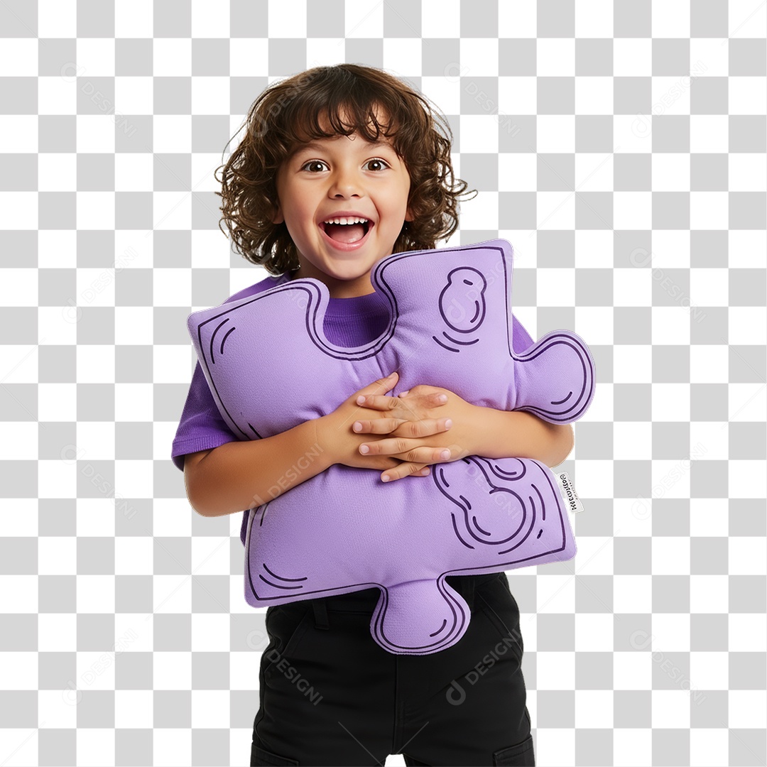 Criança em Campanha Fevereiro Roxo PNG Transparente