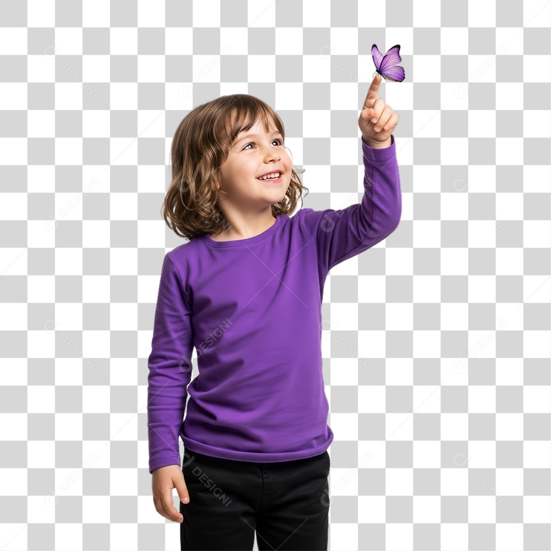 Criança em Campanha Fevereiro Roxo PNG Transparente