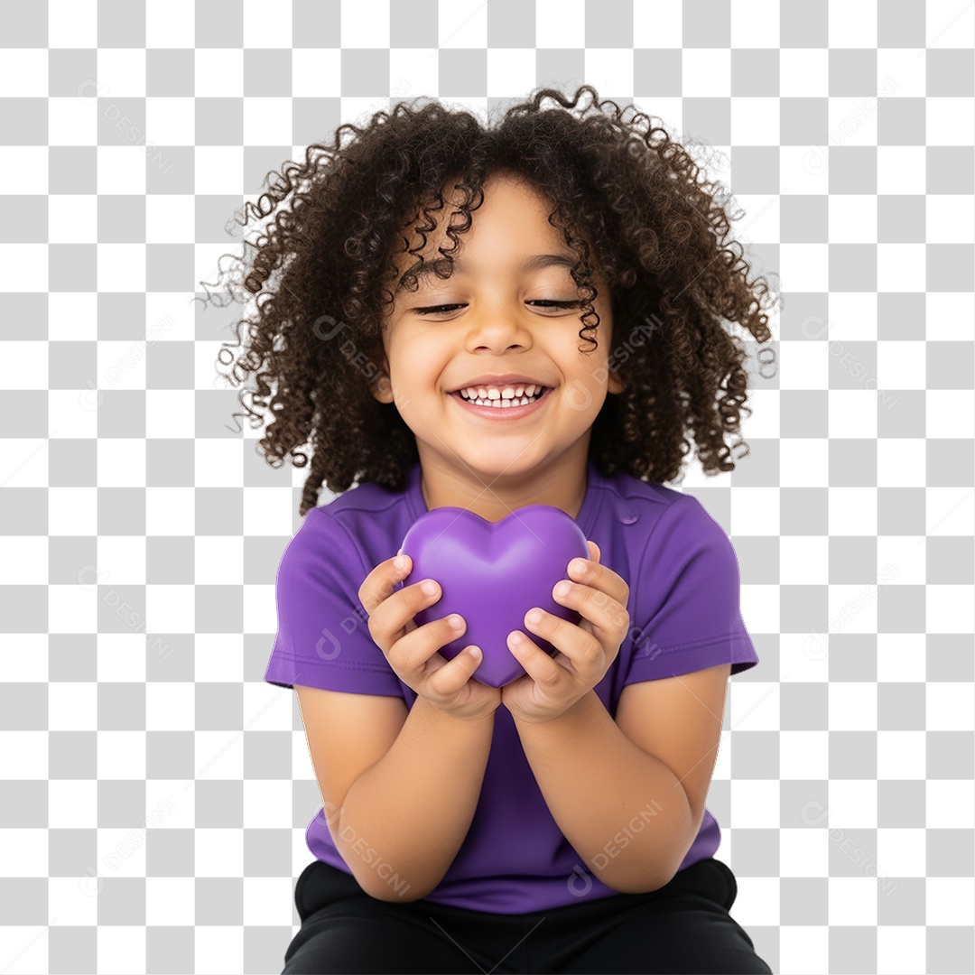 Criança em Campanha Fevereiro Roxo PNG Transparente