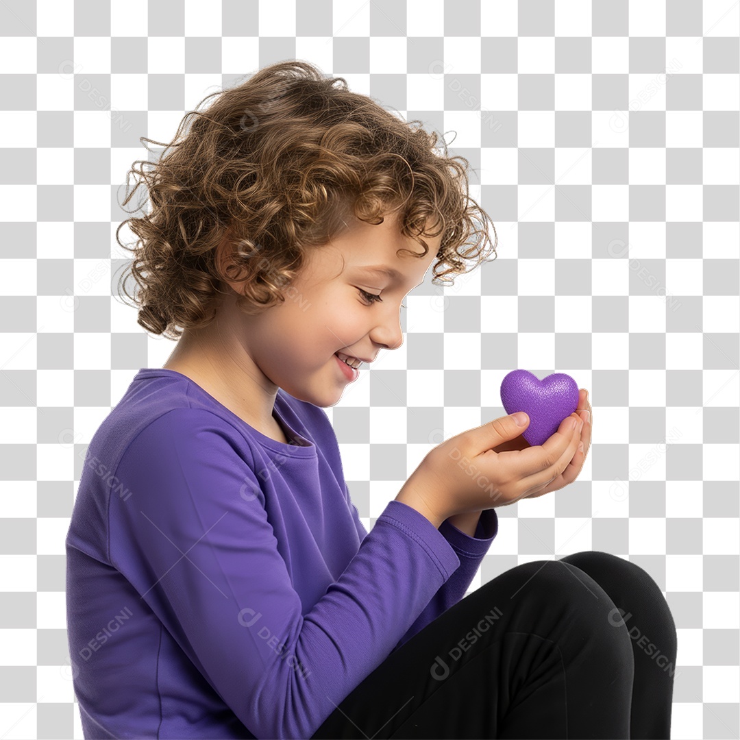 Criança em Campanha Fevereiro Roxo PNG Transparente