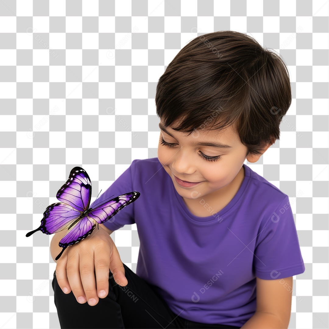 Criança em Campanha Fevereiro Roxo PNG Transparente