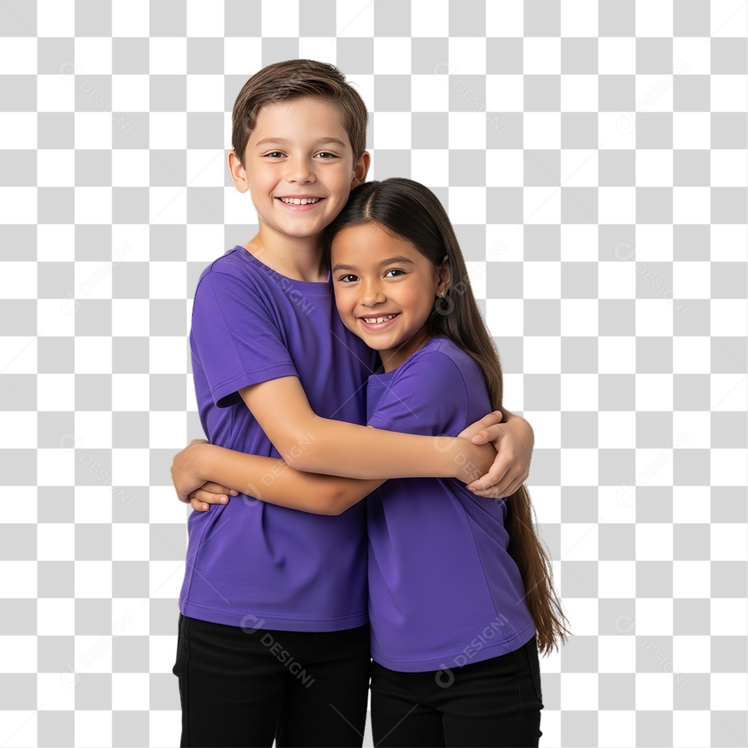 Crianças em Campanha Fevereiro Roxo PNG Transparente