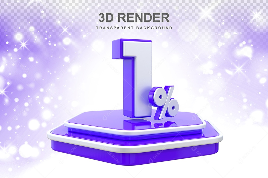 Pódio de Desconto 95% Elemento 3D Roxo e Branco para Composição PSD