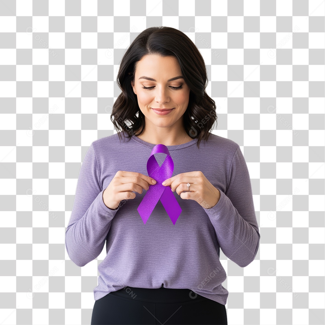 Mulher em Campanha Março Lilás PNG Transparente