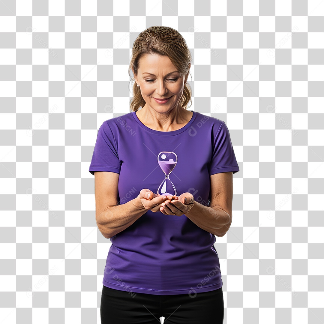 Mulher em Campanha Março Lilás PNG Transparente