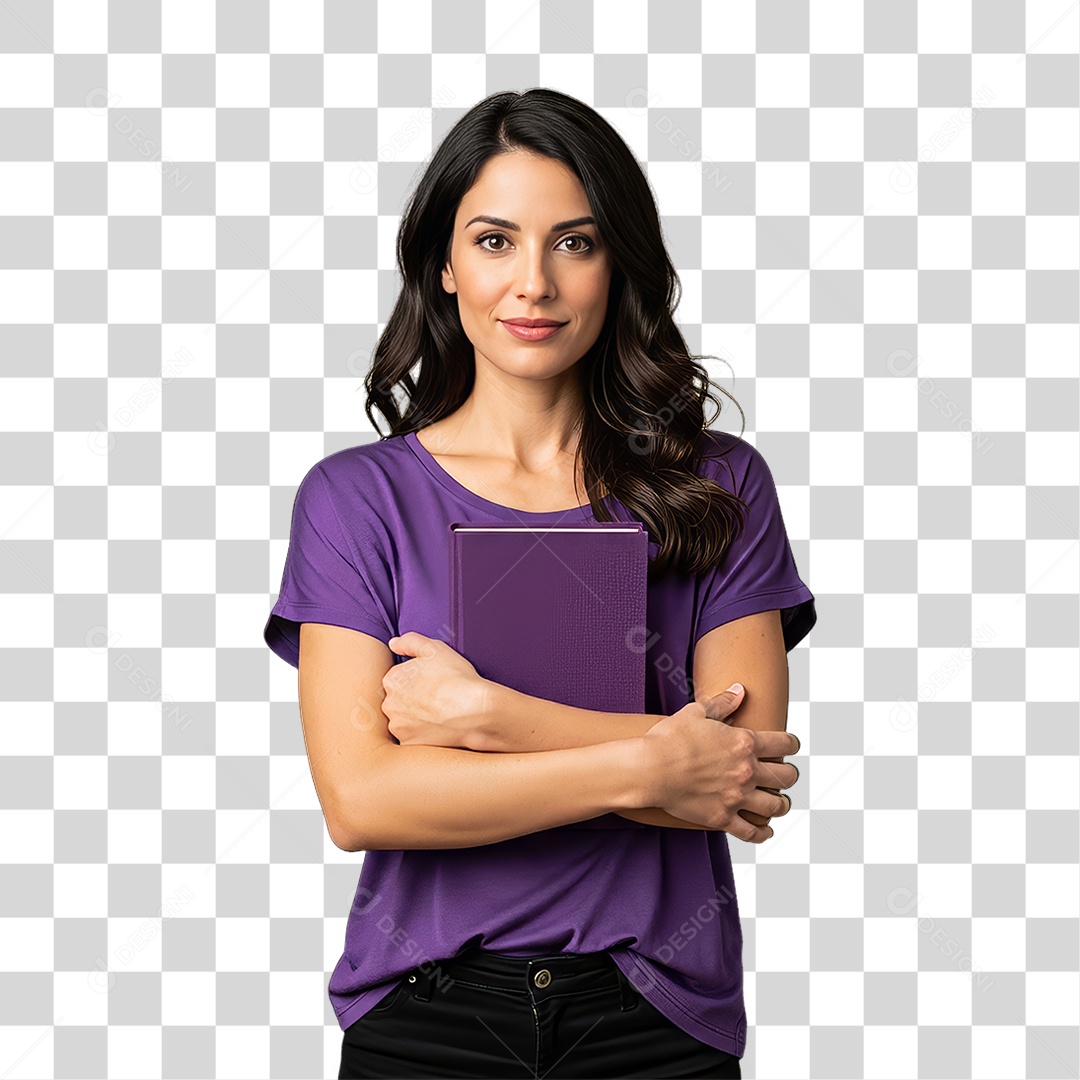 Mulher em Campanha Março Lilás PNG Transparente