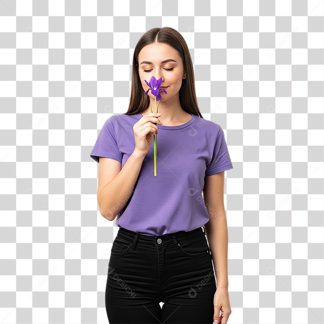 Mulher em Campanha Março Lilás PNG Transparente