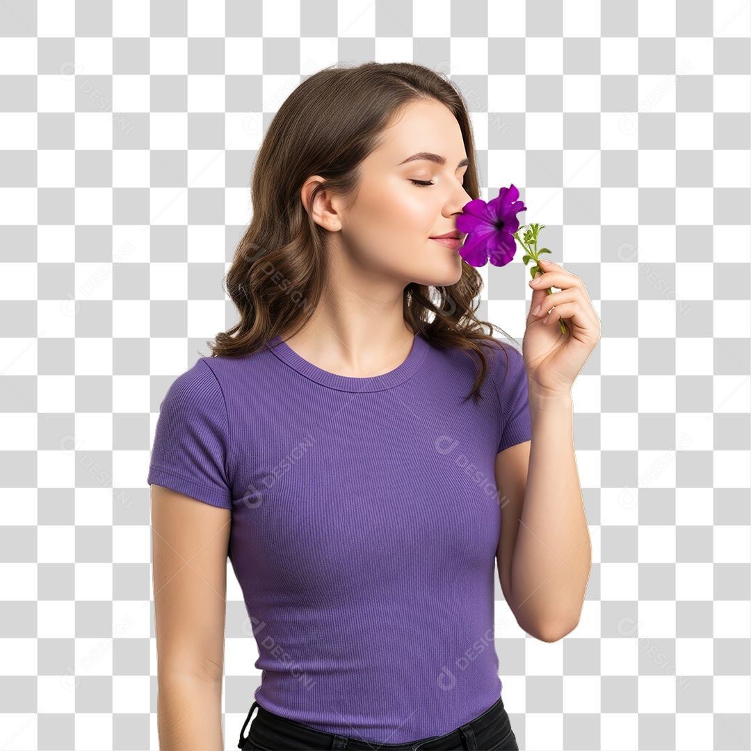 Mulher em Campanha Março Lilás PNG Transparente