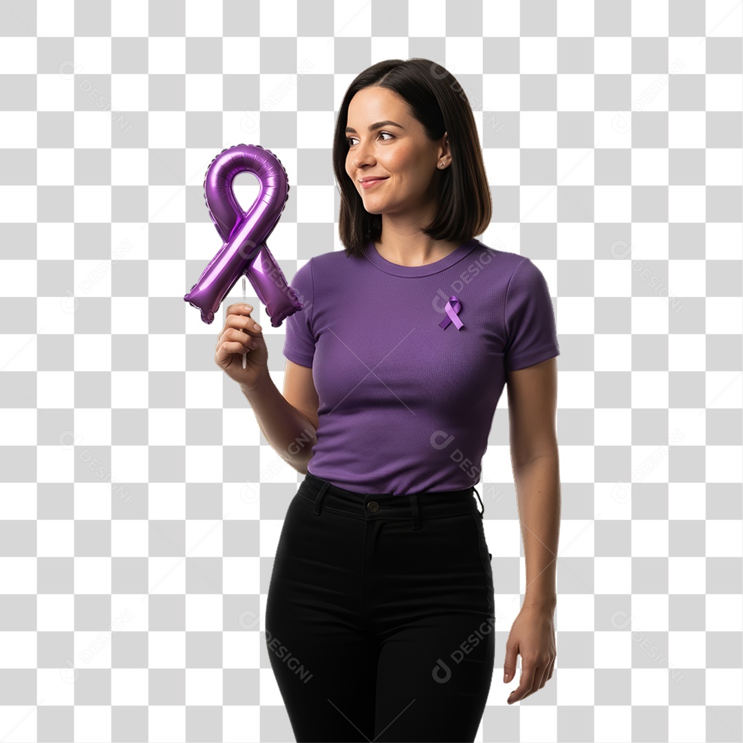 Mulher em Campanha Março Lilás PNG Transparente