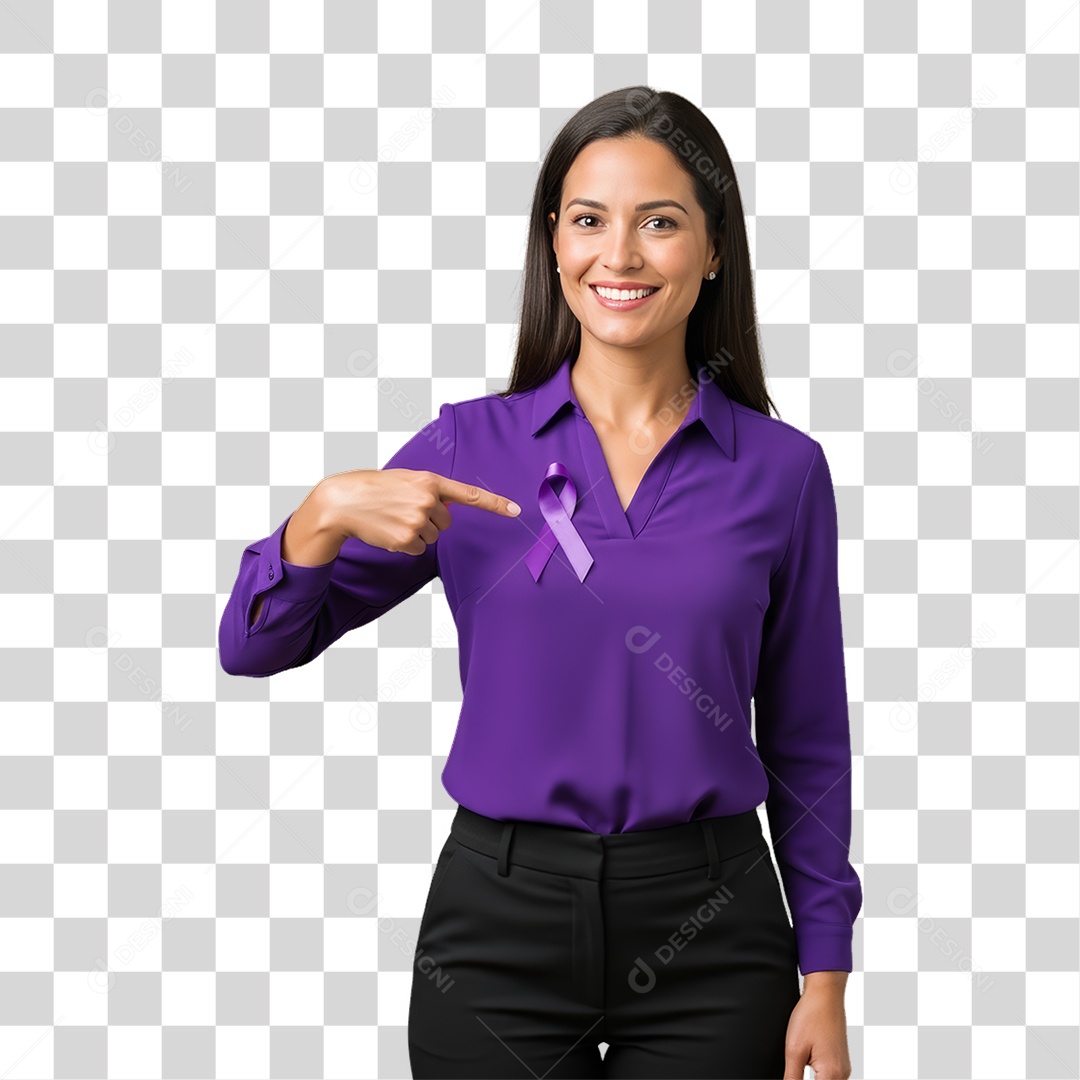 Mulher em Campanha Março Lilás PNG Transparente