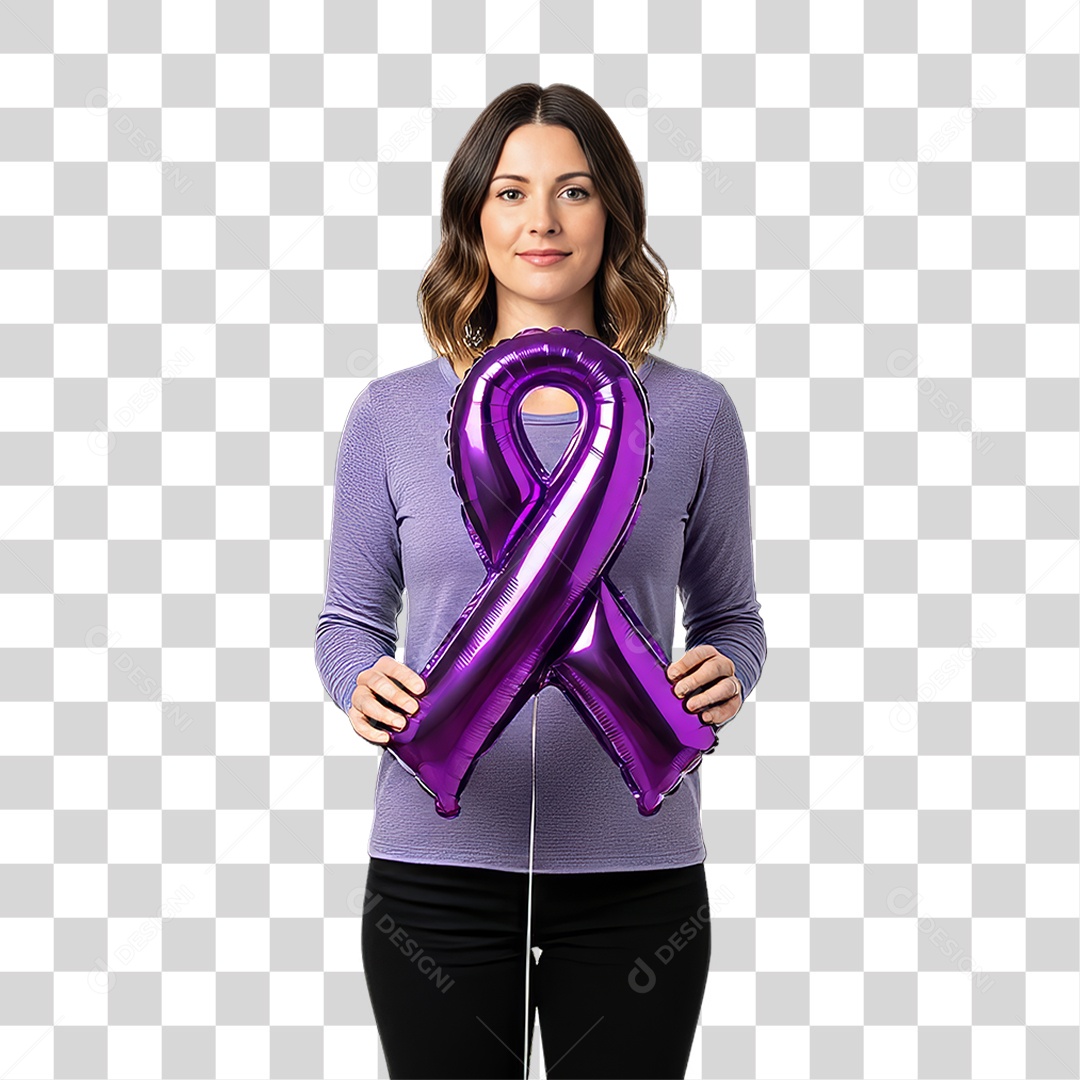 Mulher em Campanha Março Lilás PNG Transparente