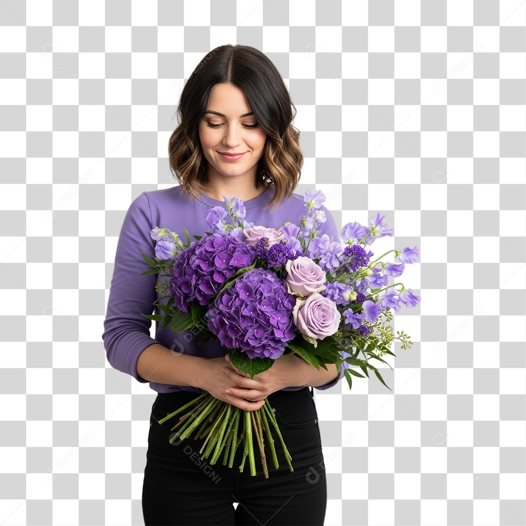 Mulher em Campanha Março Lilás PNG Transparente