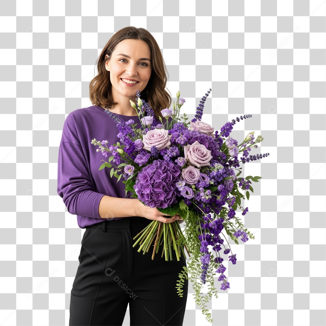 Mulher em Campanha Março Lilás PNG Transparente