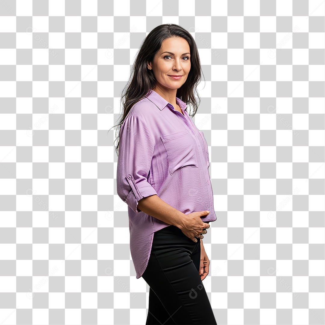 Mulher em Campanha Março Lilás PNG Transparente