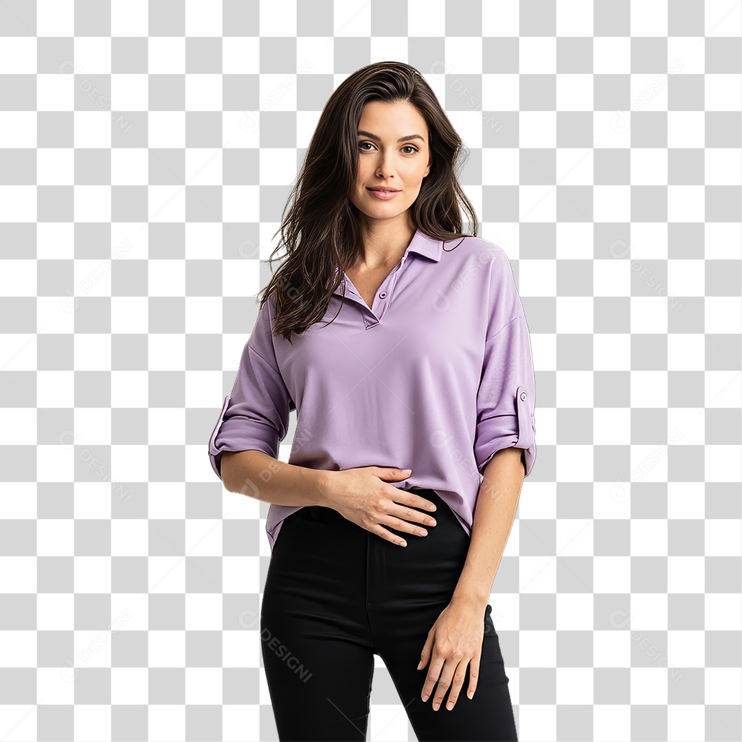 Mulher em Campanha Março Lilás PNG Transparente