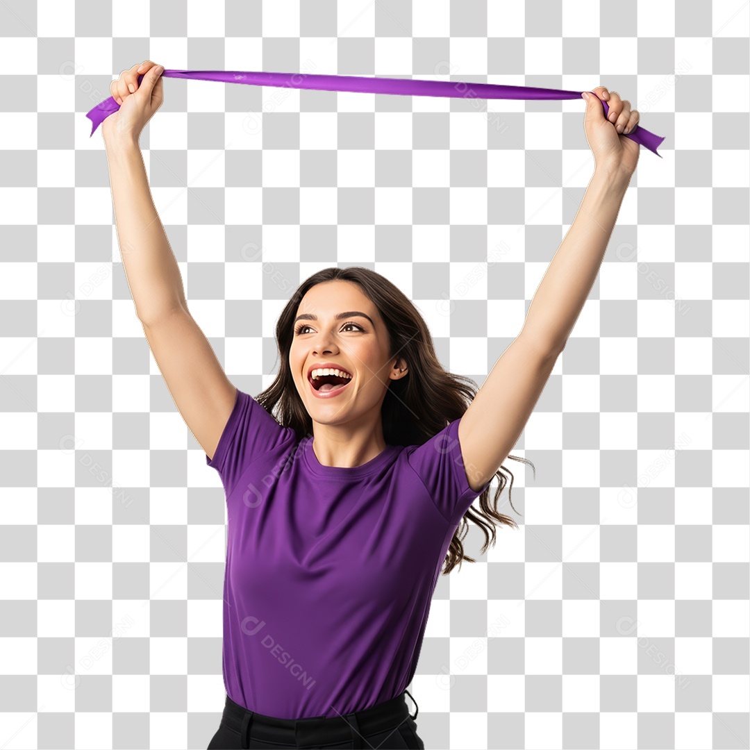 Mulher em Campanha Março Lilás PNG Transparente