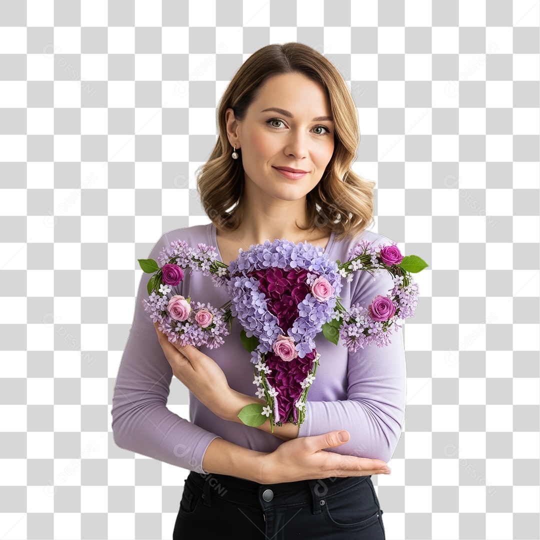 Mulher em Campanha Março Lilás PNG Transparente