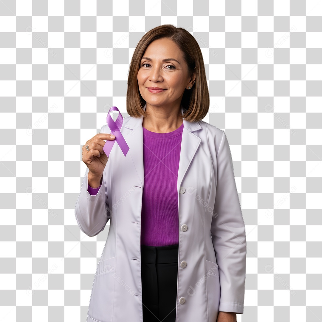 Mulher em Campanha Março Lilás PNG Transparente