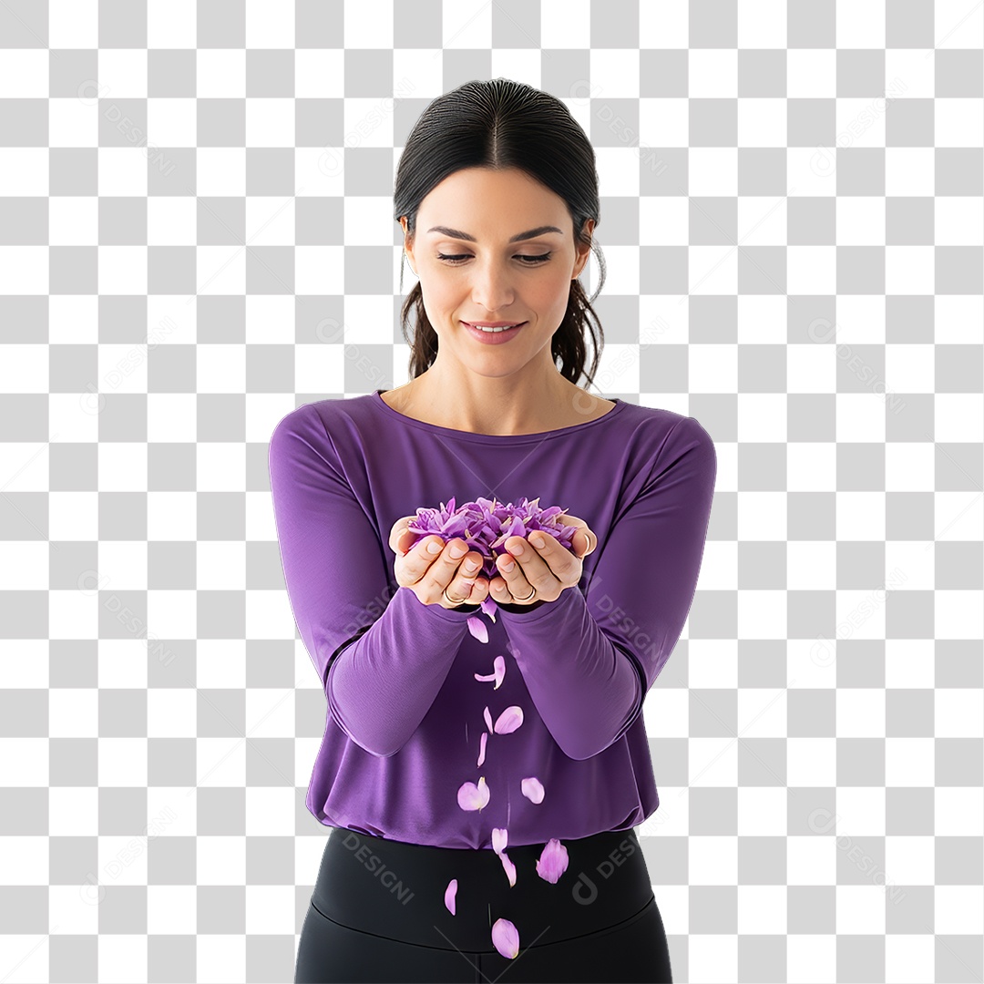 Mulher em Campanha Março Lilás PNG Transparente