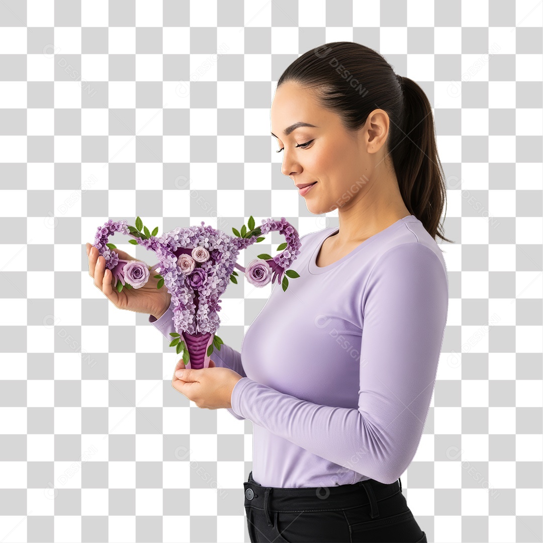 Mulher em Campanha Março Lilás PNG Transparente