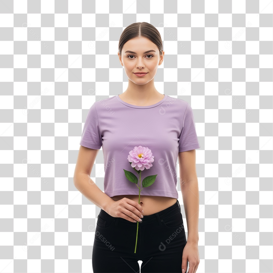 Mulher em Campanha Março Lilás PNG Transparente