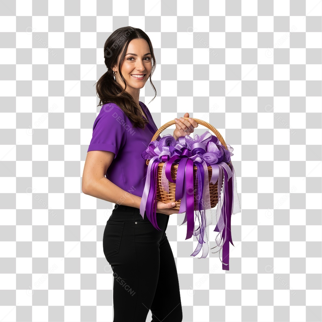 Mulher em Campanha Março Lilás PNG Transparente