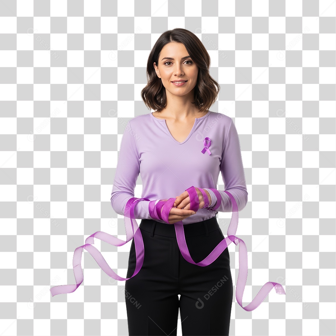 Mulher em Campanha Março Lilás PNG Transparente