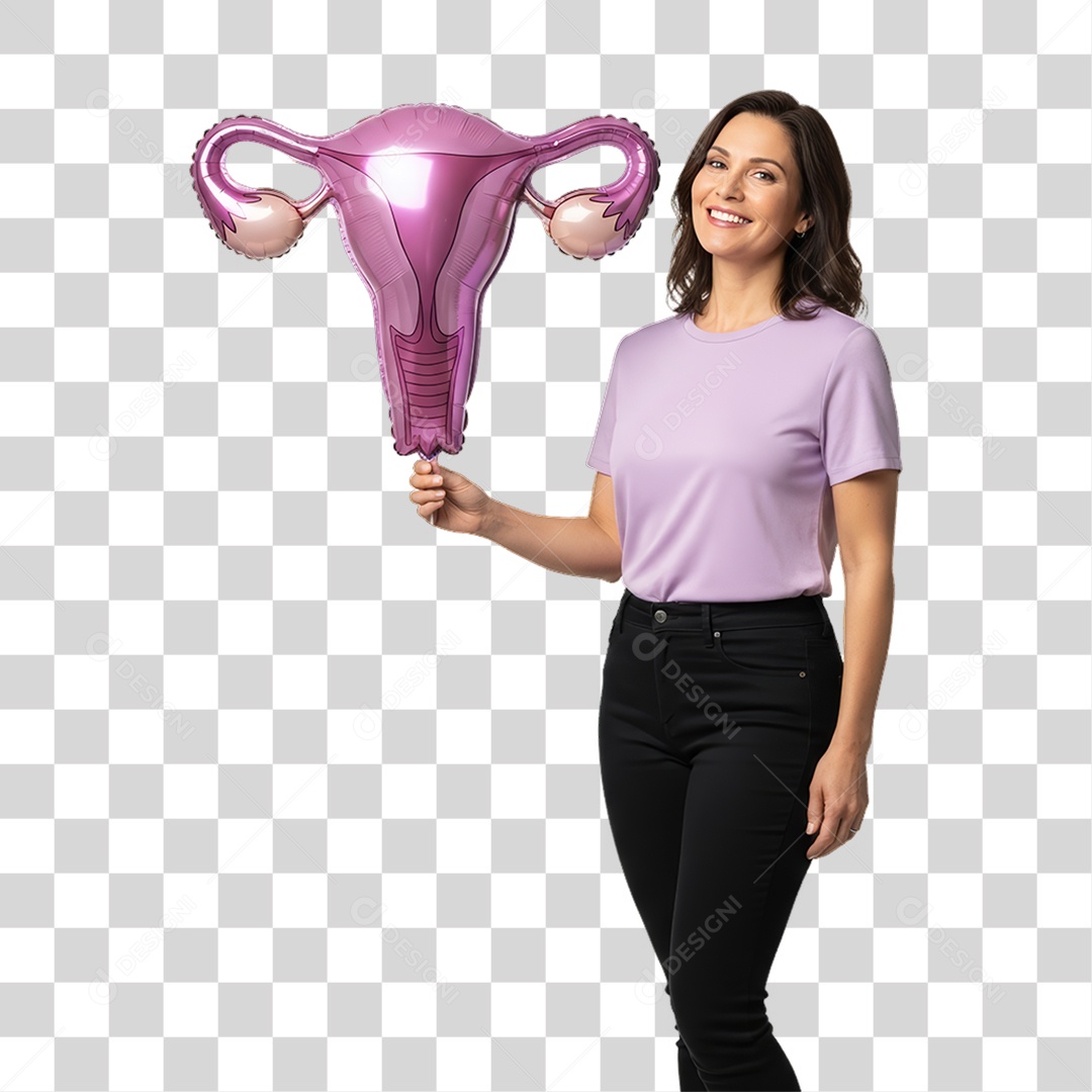 Mulher em Campanha Março Lilás PNG Transparente