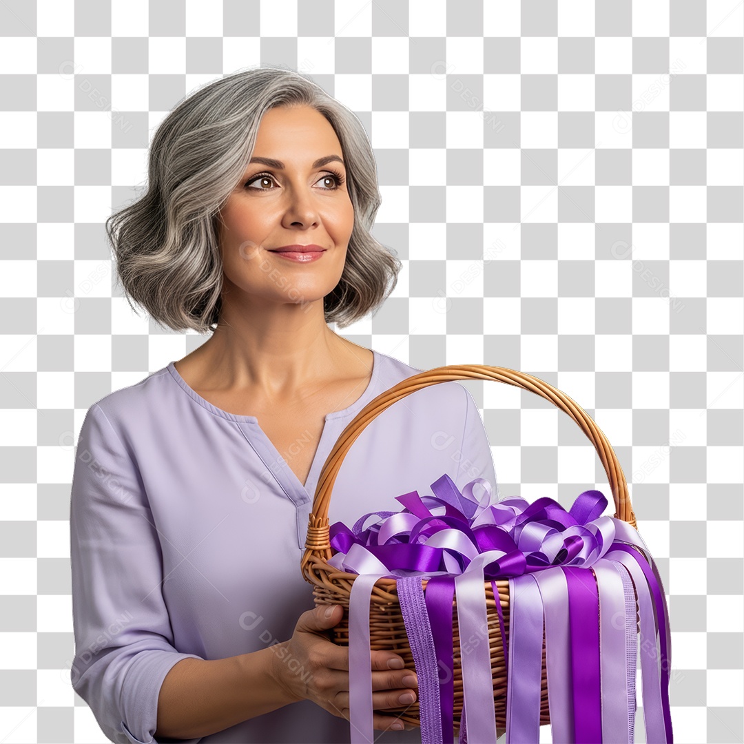 Mulher em Campanha Março Lilás PNG Transparente