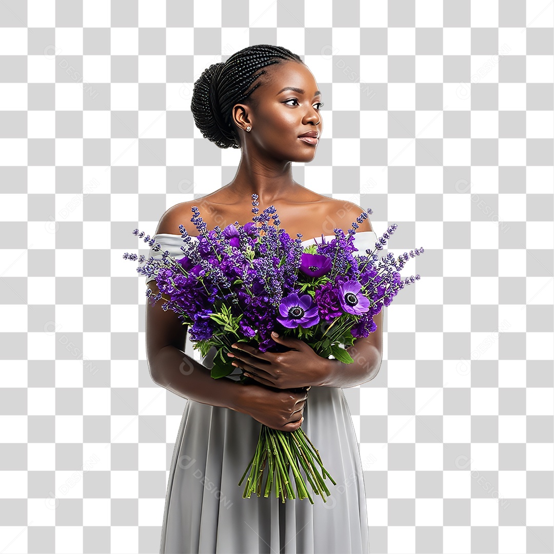 Mulher em Campanha Março Lilás PNG Transparente