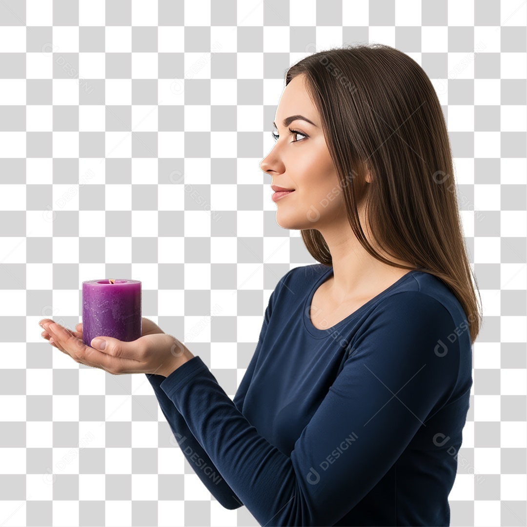 Mulher em Campanha Março Lilás PNG Transparente