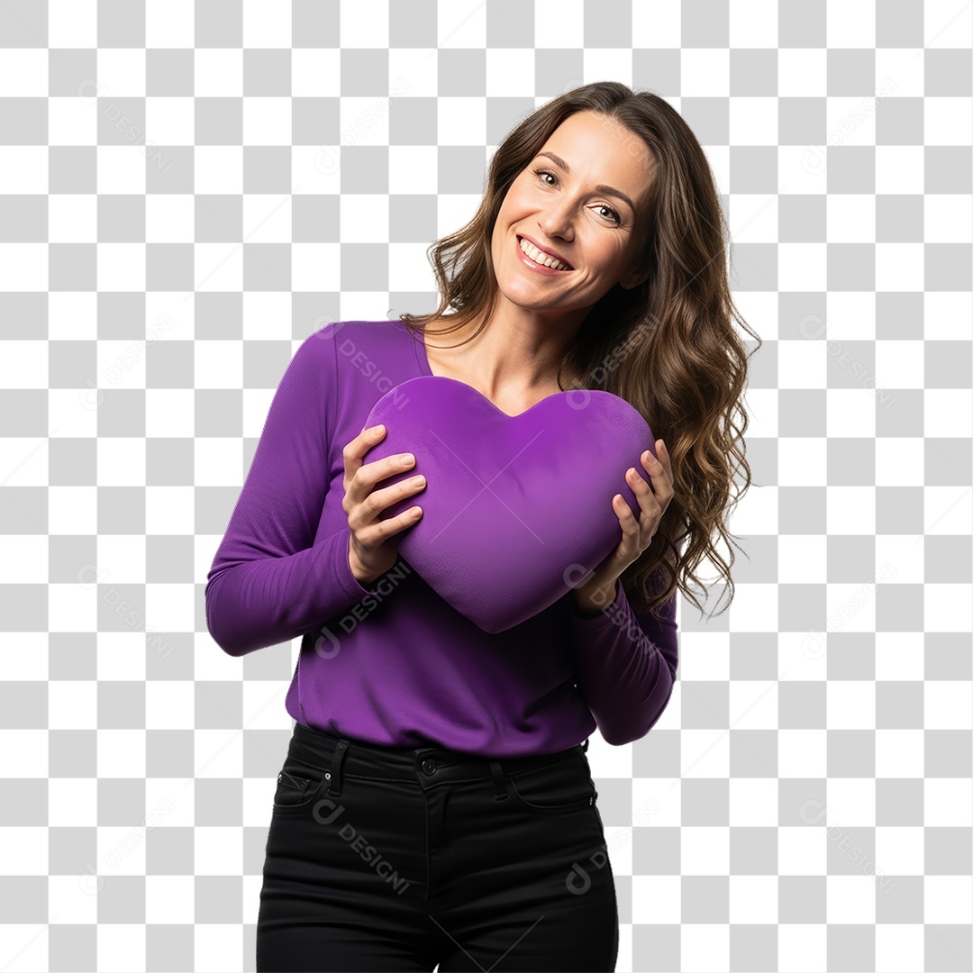 Mulher em Campanha Março Lilás PNG Transparente