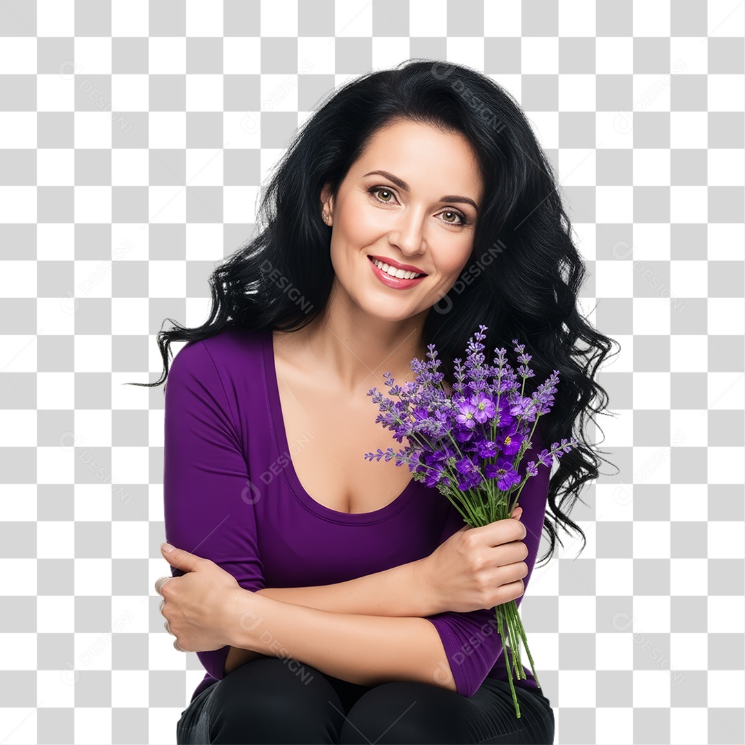 Mulher em Campanha Março Lilás PNG Transparente