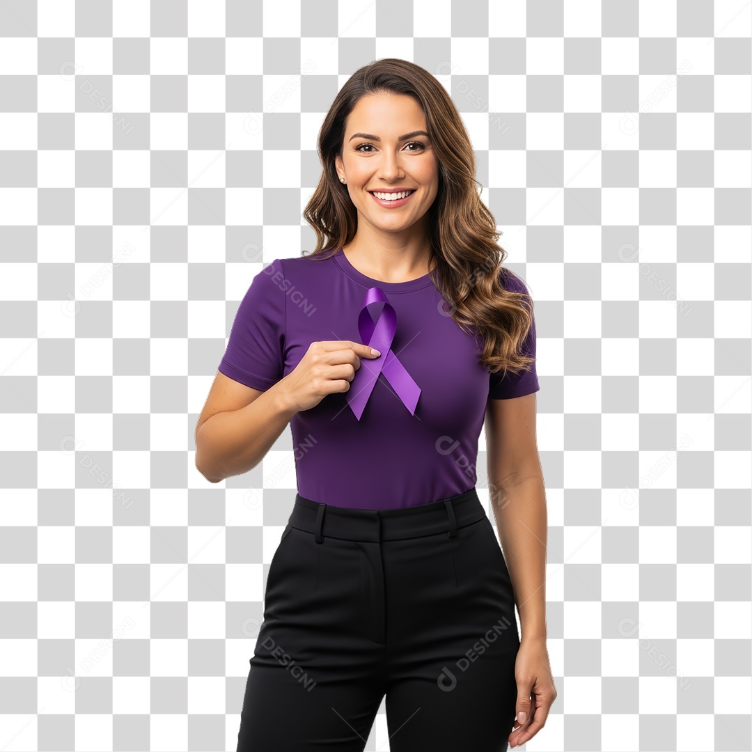 Mulher em Campanha Março Lilás PNG Transparente