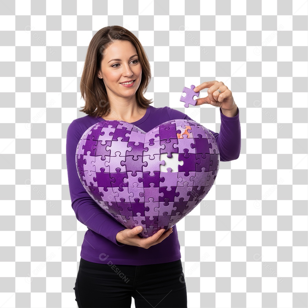 Mulher em Campanha Março Lilás PNG Transparente