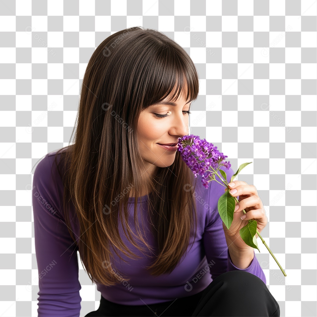 Mulher em Campanha Março Lilás PNG Transparente