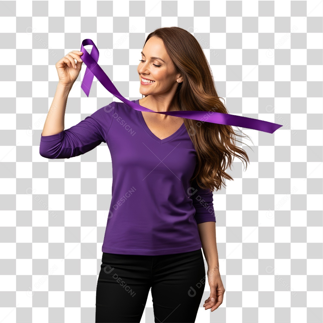 Mulher em Campanha Março Lilás PNG Transparente