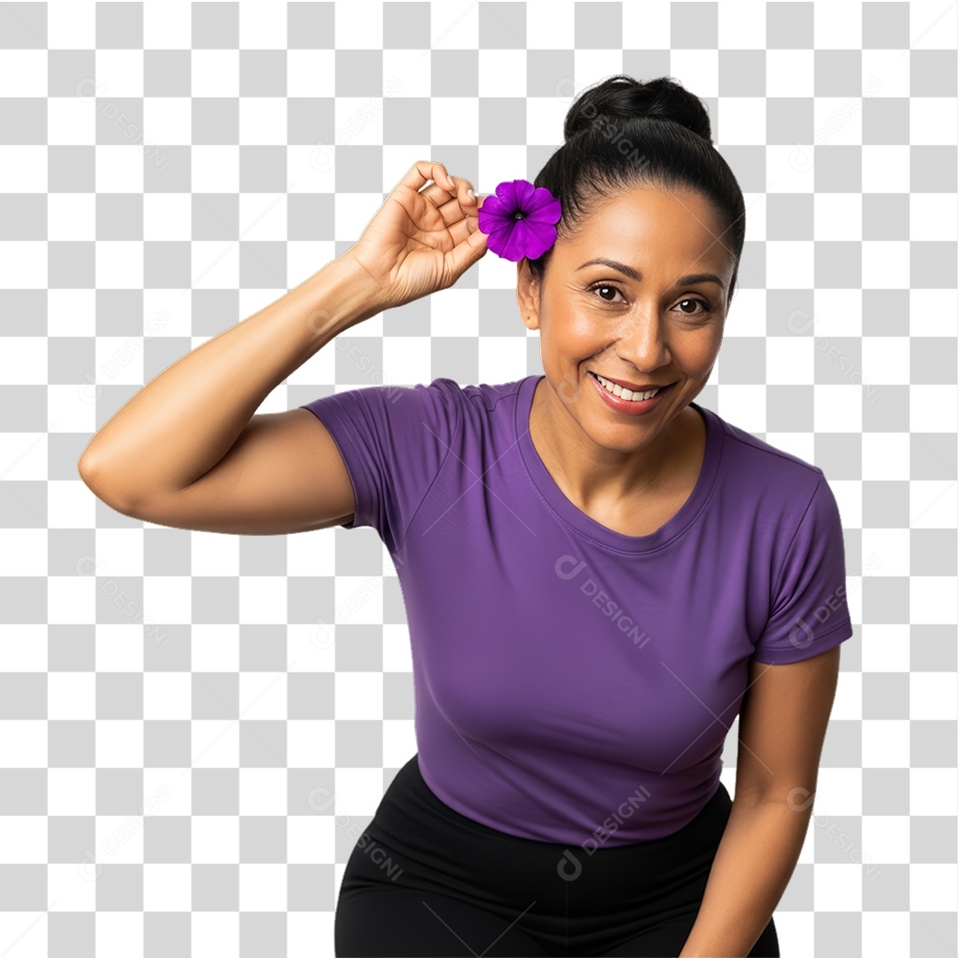 Mulher em Campanha Março Lilás PNG Transparente