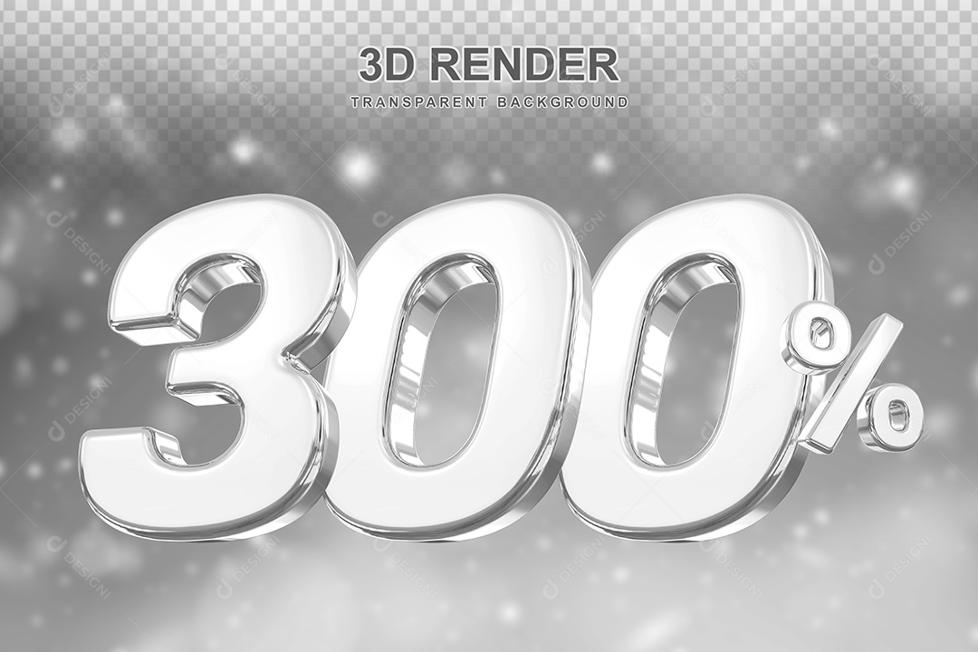 Número de Desconto 300% Elemento 3D Prata para Composição PSD
