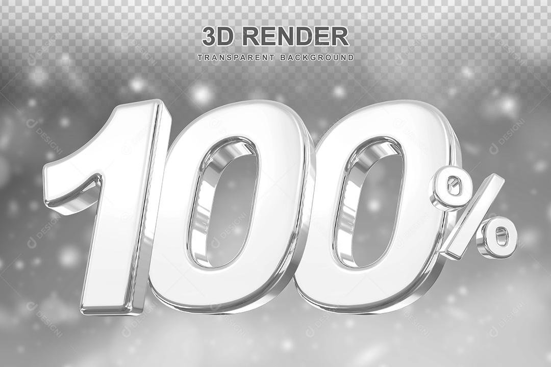 Número de Desconto 100% Elemento 3D Prata para Composição PSD