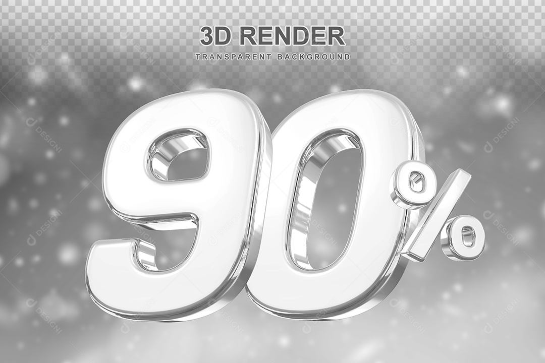 Número de Desconto 90% Elemento 3D Prata para Composição PSD