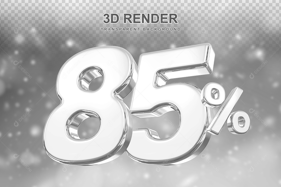 Número de Desconto 85% Elemento 3D Prata para Composição PSD