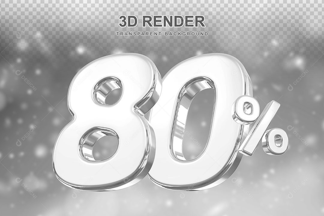 Número de Desconto 80% Elemento 3D Prata para Composição PSD