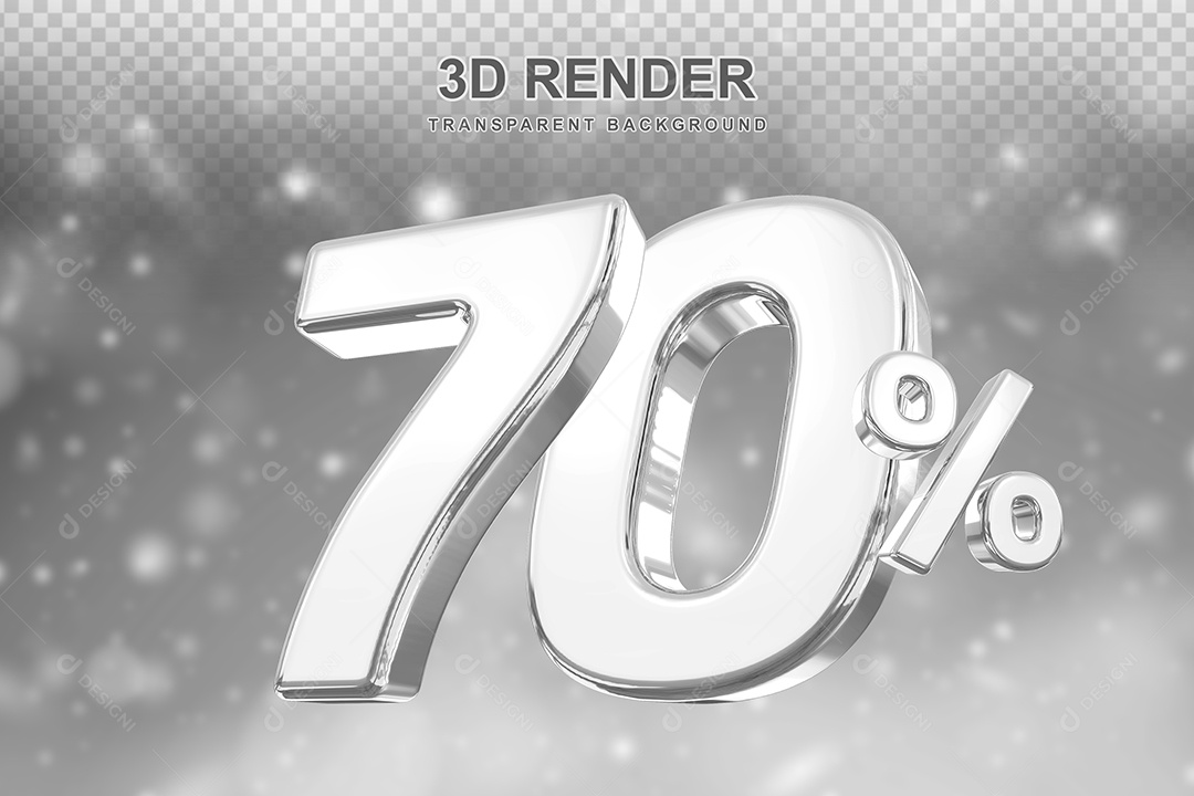 Número de Desconto 70% Elemento 3D Prata para Composição PSD