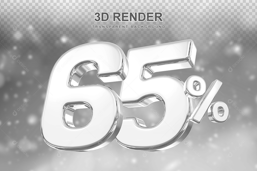 Número de Desconto 65% Elemento 3D Prata para Composição PSD
