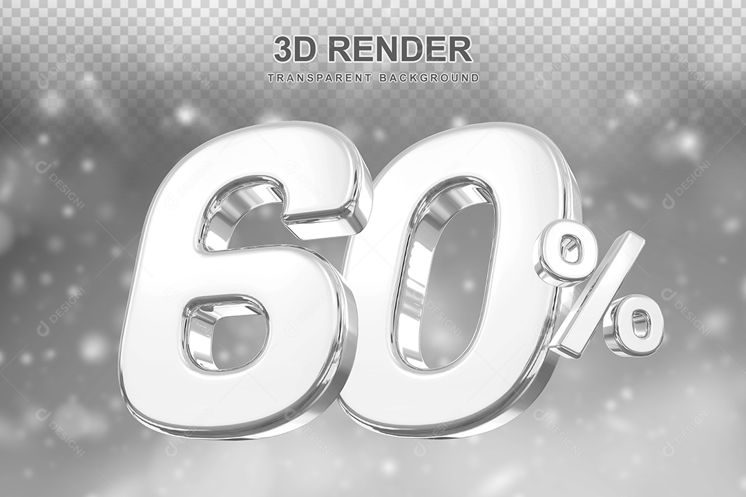 Número de Desconto 60% Elemento 3D Prata para Composição PSD