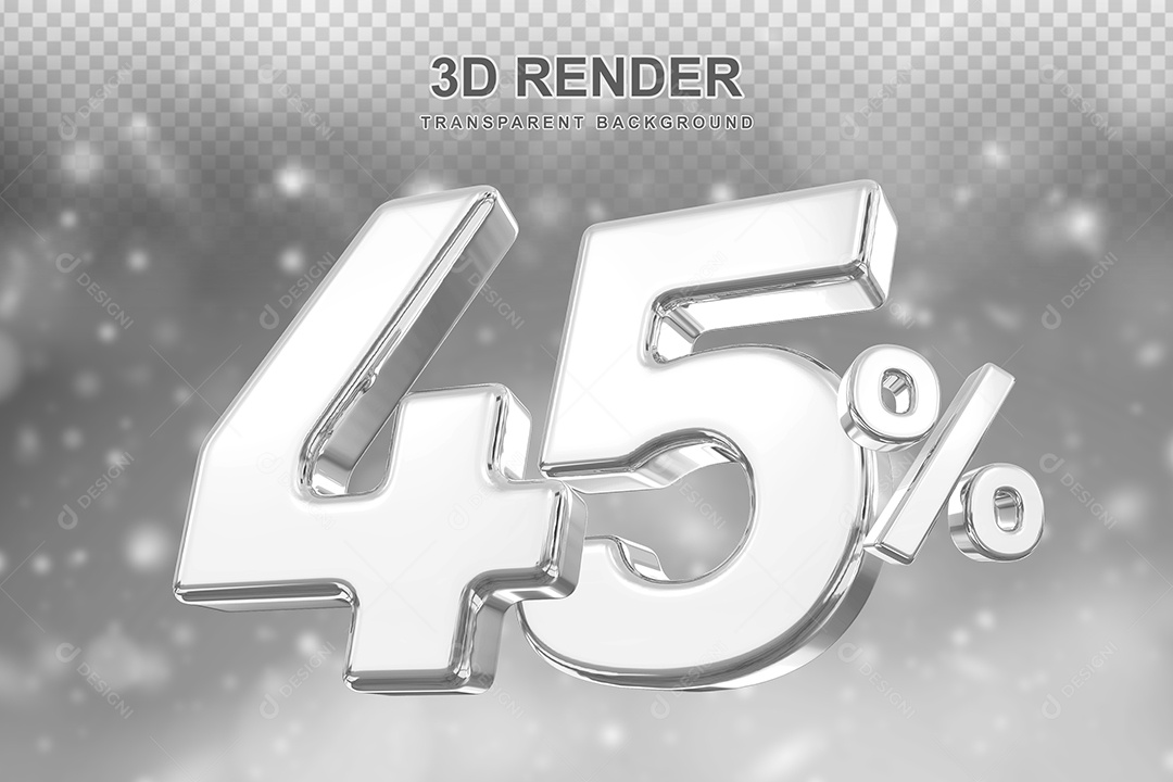 Número de Desconto 45% Elemento 3D Prata para Composição PSD