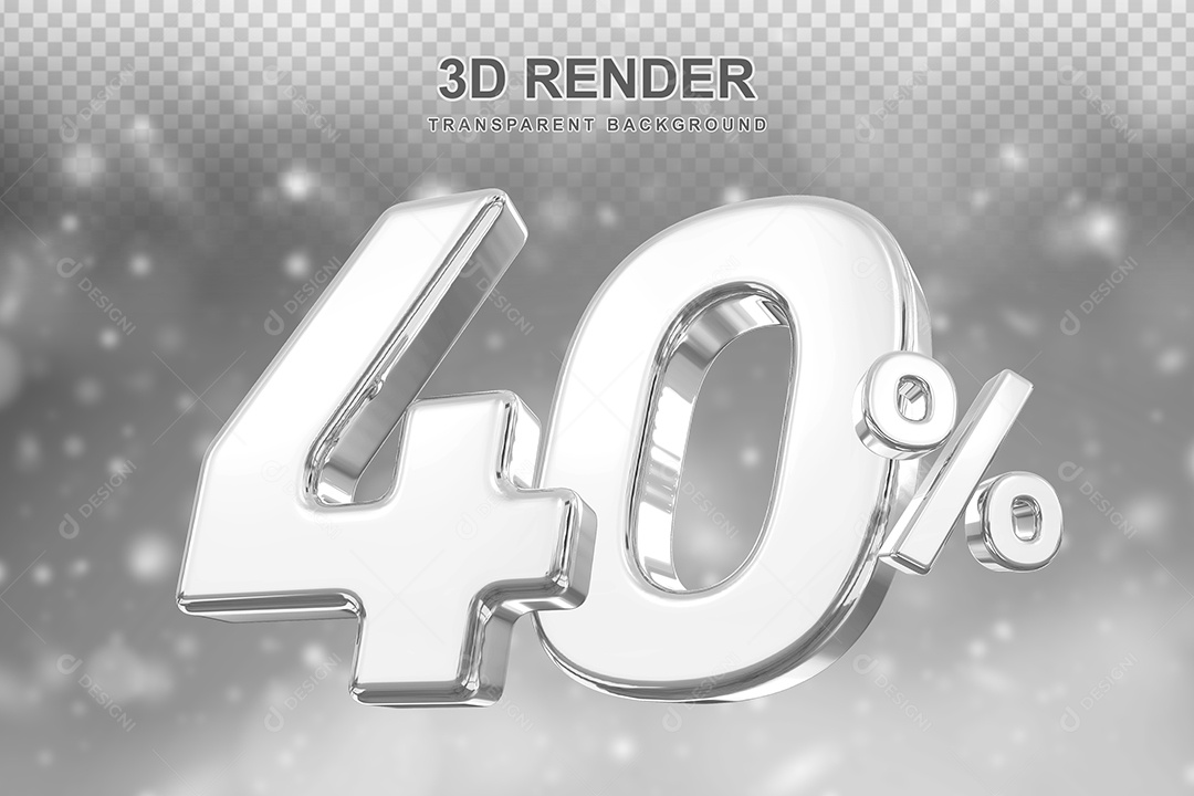 Número de Desconto 40% Elemento 3D Prata para Composição PSD