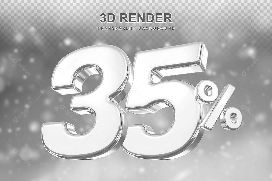 Número de Desconto 35% Elemento 3D Prata para Composição PSD